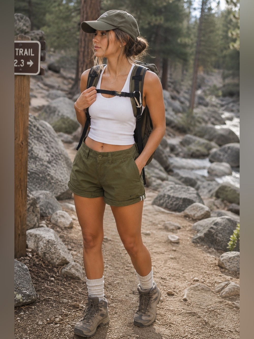 Nike Athletic Chino Shorts Olive Green Roll-Tab Cuffed Outdoor Shorts Size 10